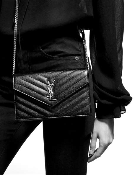 ysl monogram chain wallet black|YSL cassandre envelope chain wallet.